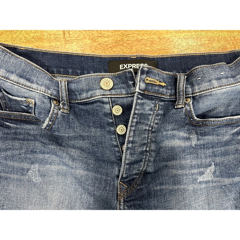 Express Vintage High Rise Woman's MIDI denim cutoff shorts Y2K look - Picture 5 of 5